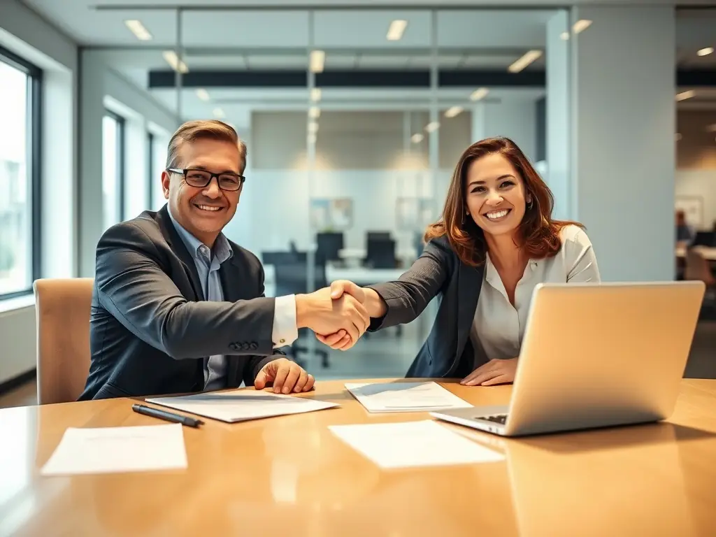 A handshake between two people, representing a successful negotiation and agreement with creditors.